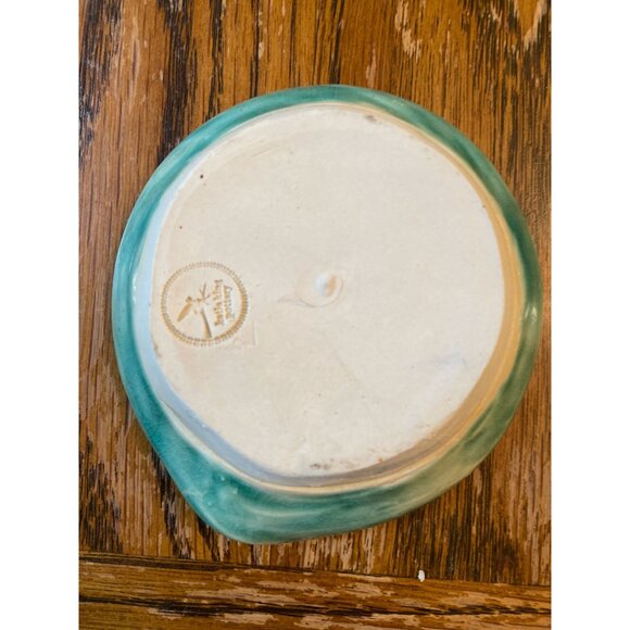 Handmade Katie King Pottery Spoon Rest Blue/Teal Crackle Glaze 4.5" Diameter - Picture 2 of 5